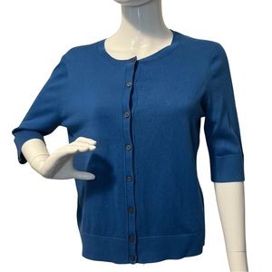 (003) Ann Taylor Loft Blue Sweater Cardigan Button down